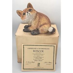 Vtg 1980 River Shore Porcelain Figurine Roscoe The Red Fox Kit IB COA U238
